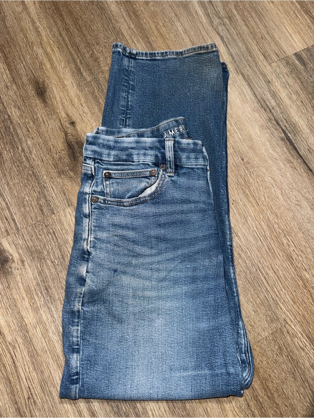 American Eagle Women’s Stretch Curvy Straight Blue Jeans Size 12